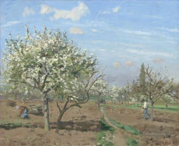  blossom Oil Painting - orchard in blossom louveciennes 1872 Camille Pissarro